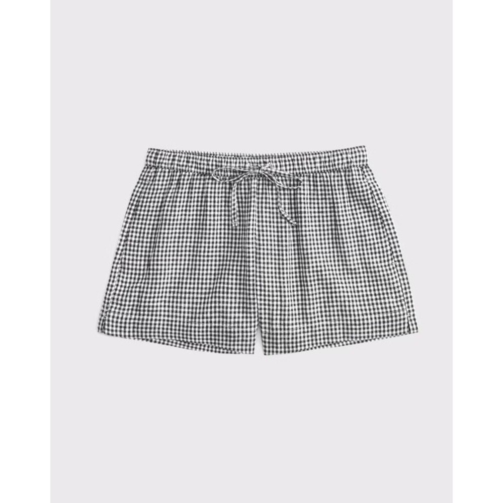 Abercrombie Kids Shorts Gingham Checkered Lined Size 11/12 Navy Blue Girls